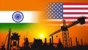 industrial concept Indian and USA flags